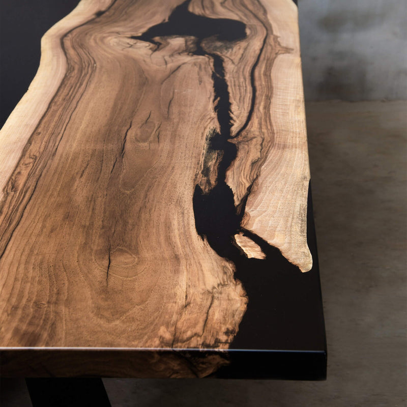 Custom Walnut Epoxy Resin River Table Black Resin WRT-12