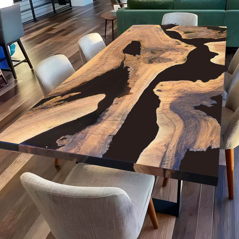 Custom Walnut Epoxy Resin River Table Black Resin WRT-10