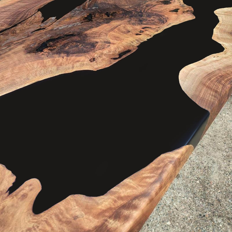 Custom Walnut Epoxy Resin River Table Black Resin WRT-10