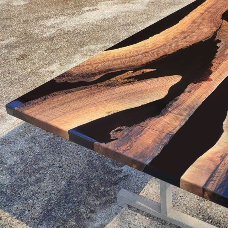 Custom Walnut Epoxy Resin River Table Black Resin WRT-10