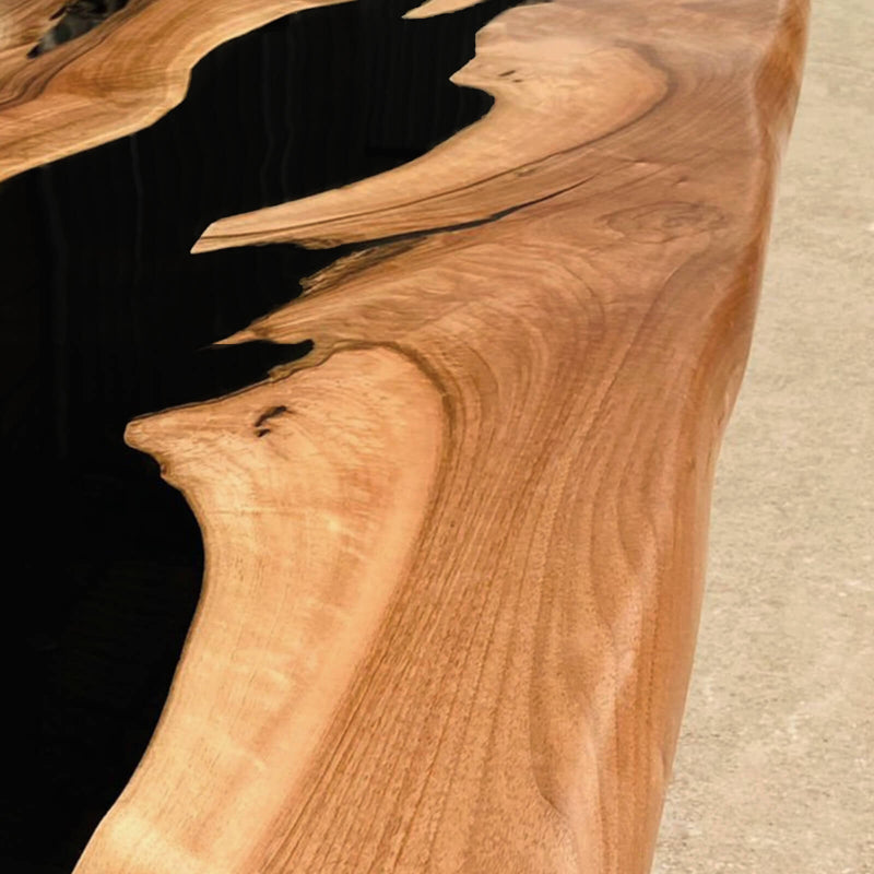 Custom Walnut Epoxy Resin River Table Black Resin WRT-06