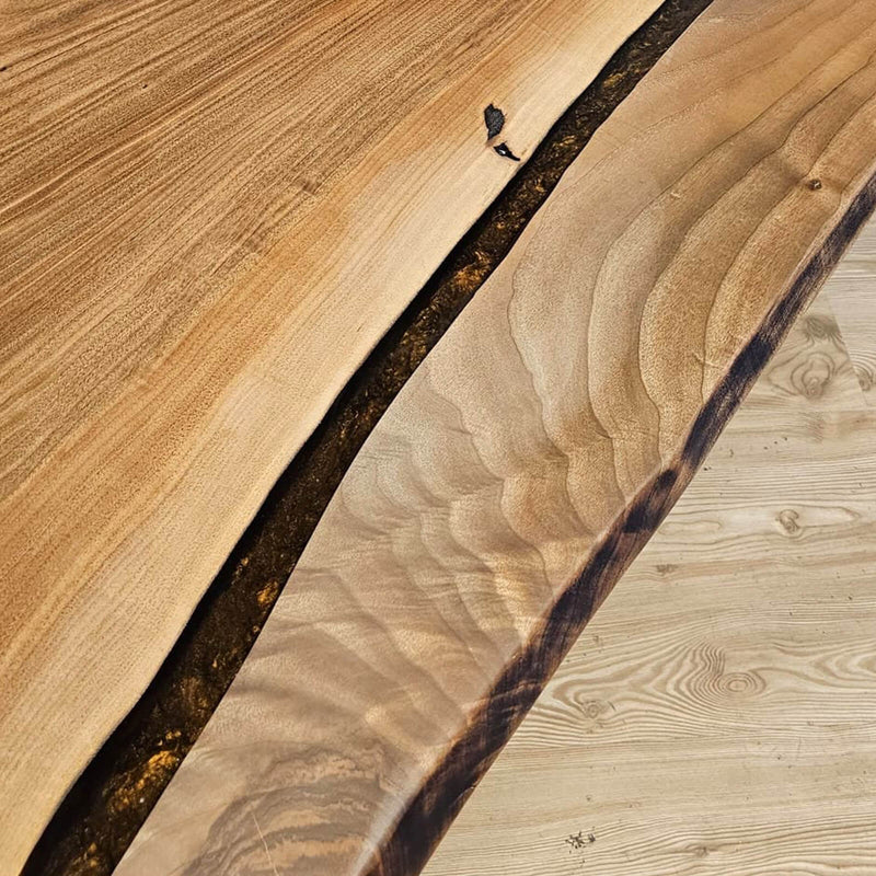 Custom Walnut Epoxy Resin River Table Black Gold Resin WRT-31