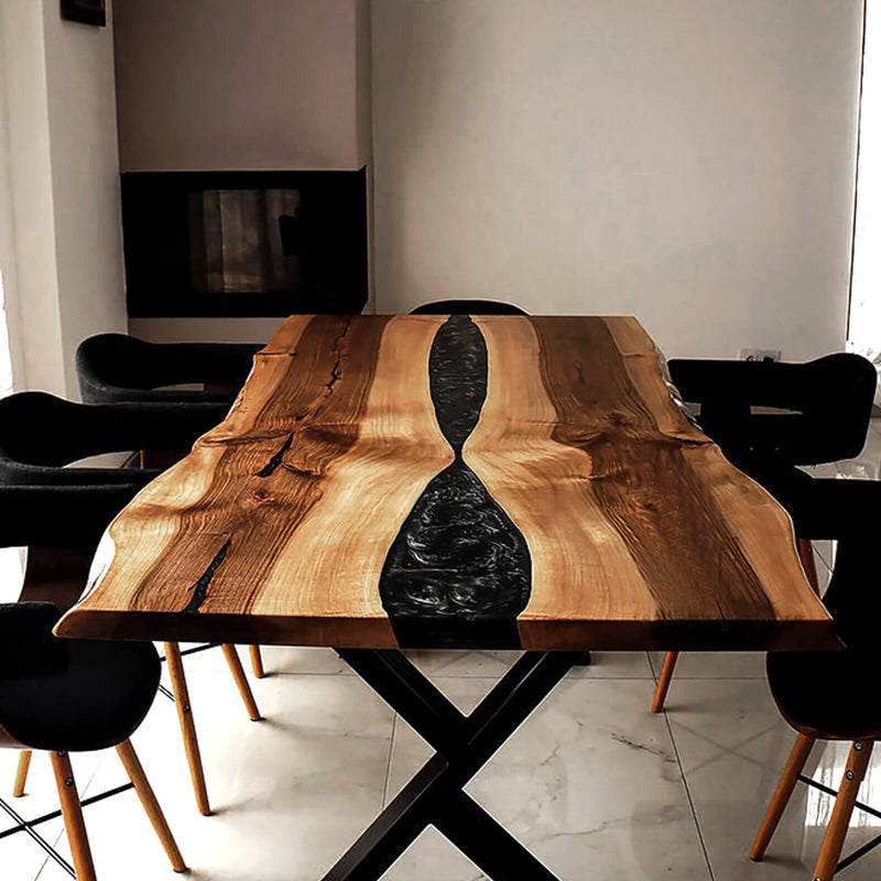 Custom Walnut Epoxy Resin River Table Graphite Gray WRT-56