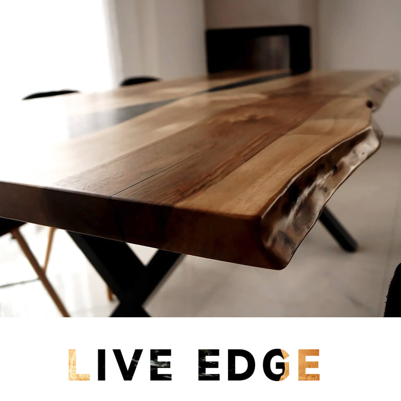 Custom Walnut Epoxy Resin River Table Graphite Gray WRT-56