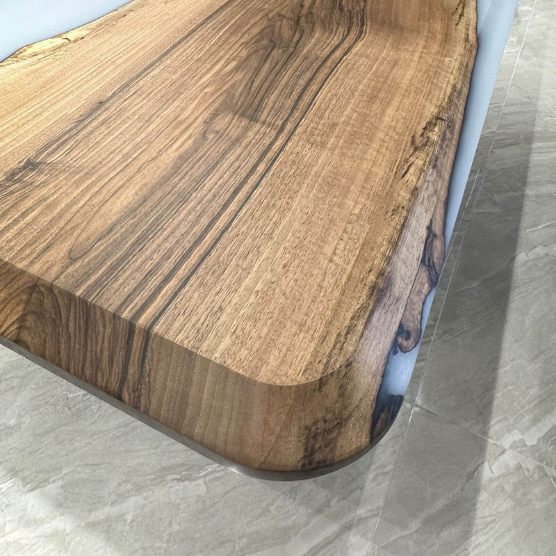 Custom Walnut Epoxy Resin River Table Gray Resin WRT-53