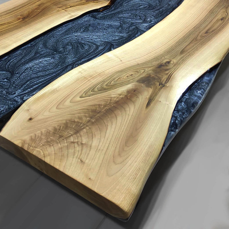Custom Walnut Epoxy Resin River Table Gray Resin WRT-42