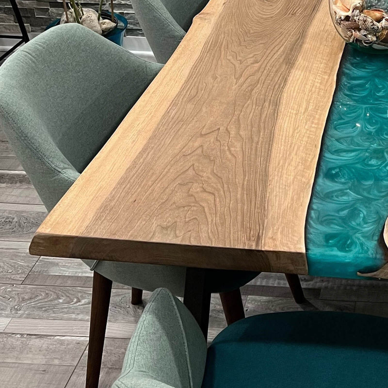 Custom Walnut Epoxy Resin River Table Green Resin WRT-29