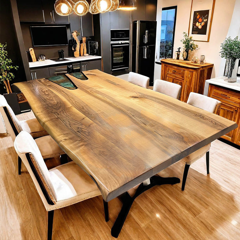 Custom Walnut Epoxy Resin River Table Green Resin WRT-47