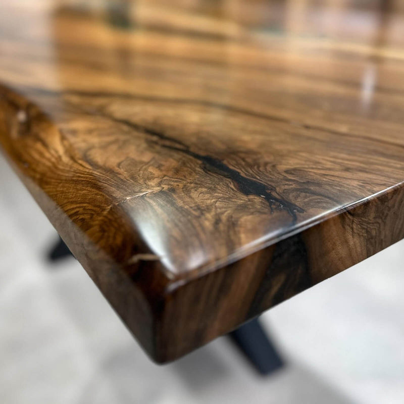 Custom Walnut Epoxy Resin River Table Green Resin WRT-39