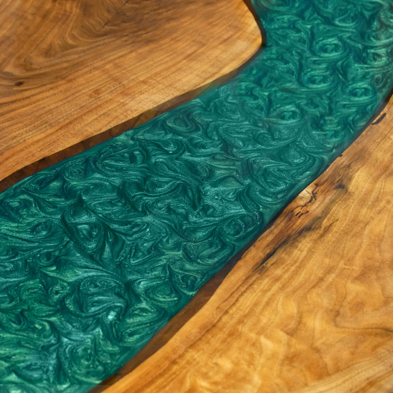 Custom Walnut Epoxy Resin River Table Mint Green Resin WRT-48