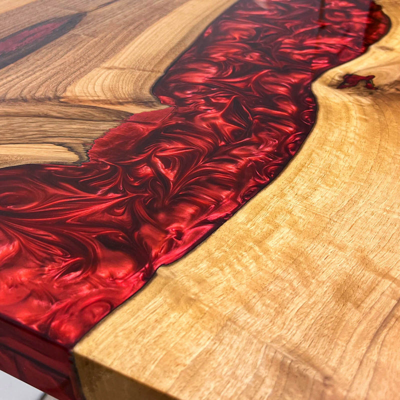 Custom Walnut Epoxy Resin River Table Red Resin WRT-35
