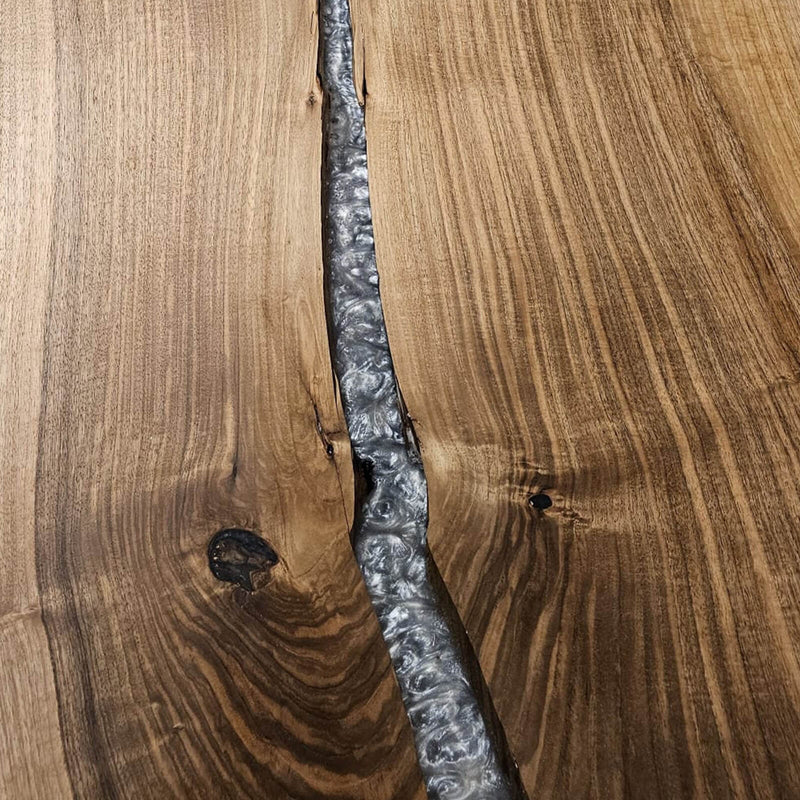 Custom Walnut Epoxy Resin River Table Silver Resin WRT-32
