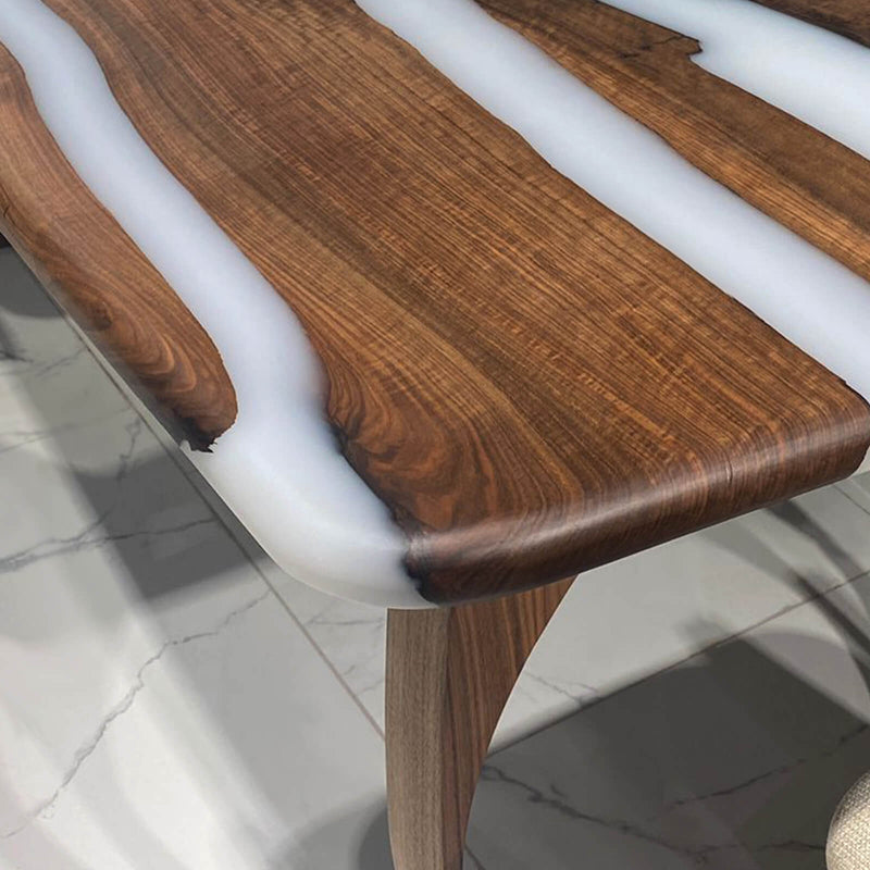 Custom Walnut Epoxy Resin River Table White Resin WRT-52