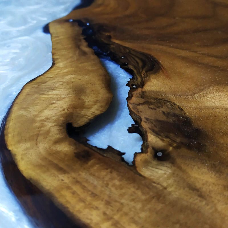 Custom Walnut Epoxy Resin River Table White Resin WRT-36