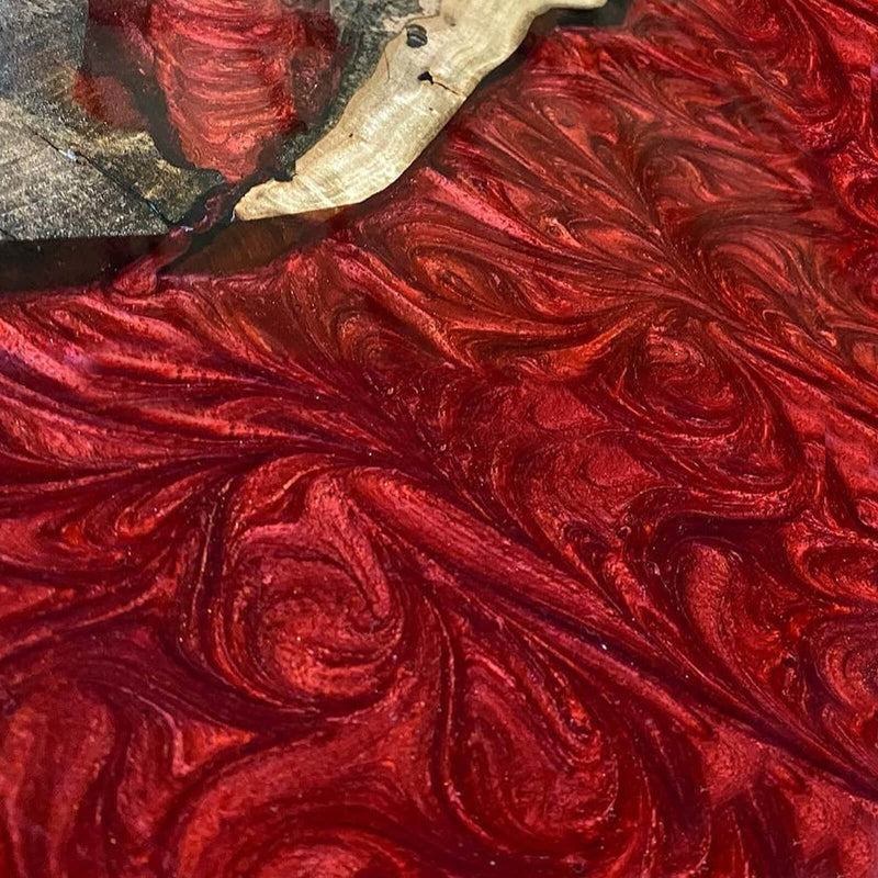 Custom Walnut Epoxy Resin Round Coffee Table Red Resin CRT-54