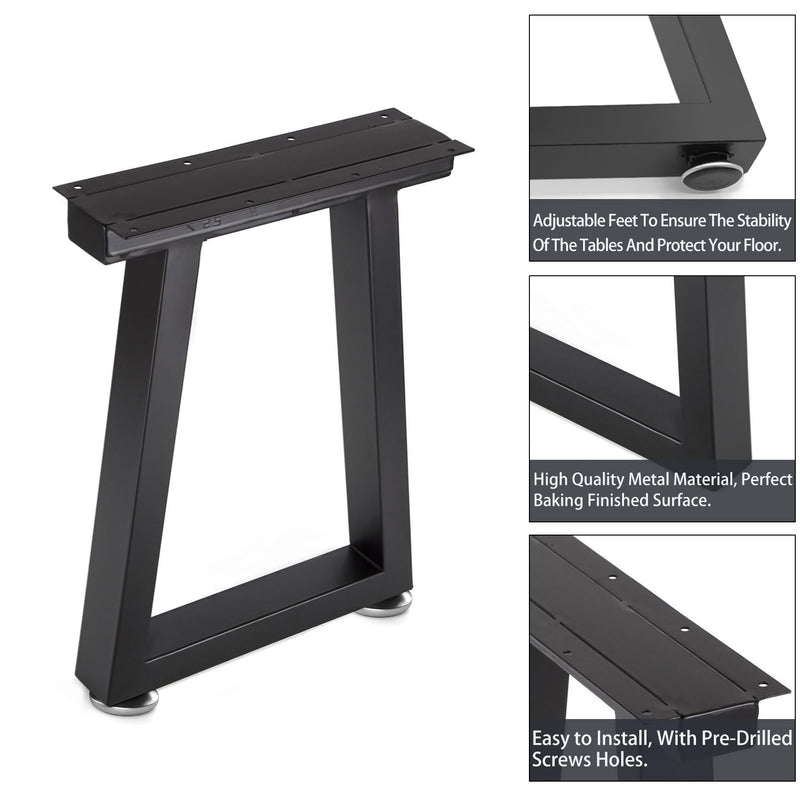Black Metal Trapezoid Table Legs L007