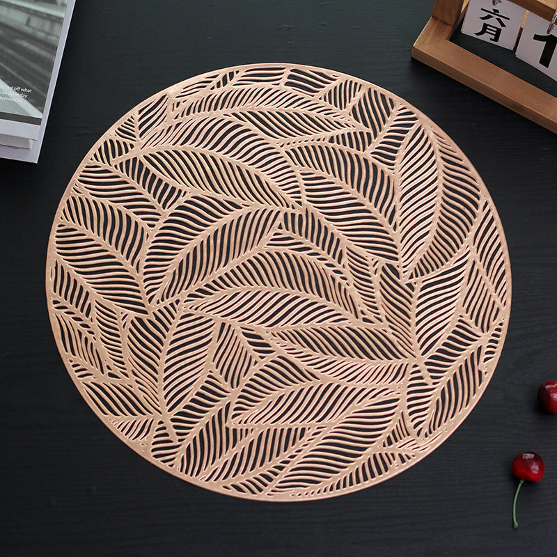 PVC Hollowed-out Leaf Placemats Waterproof Oil-proof Heat-insulating Plate Mats