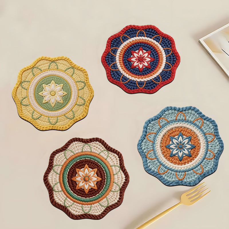 Imitation Woven Mandala Coffee Coaster Placemat Heat Insulated Placemat