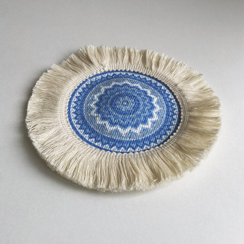 Nordic Bohemian Woven Cotton Coaster Placemat Fabric Tassel Heat-insulated Mat