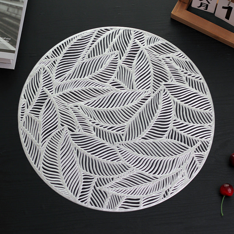 PVC Hollowed-out Leaf Placemats Waterproof Oil-proof Heat-insulating Plate Mats