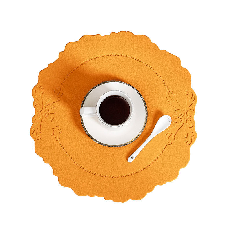 Round Embossed Coaster Retro Style European Creative Mats Nordic Placemats Waterproof Oil-proof