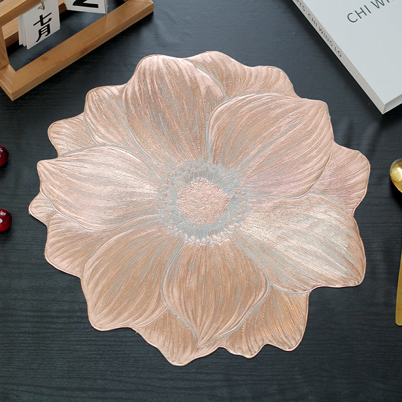 Lotus Flower Placemat Heat-proof Waterproof Oil-proof Washable PVC Heat-insulating Mat