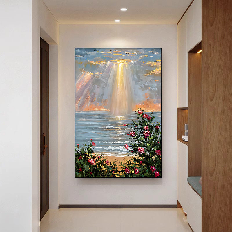 Hand-painted Oil Painting Living Room Decorative Painting Three-dimensional Textured Wave Wall Hanging