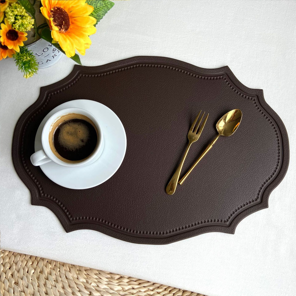 Leather Placemats Retro Style European Creative Mats Nordic waterproof Oil-proof Western Placemats