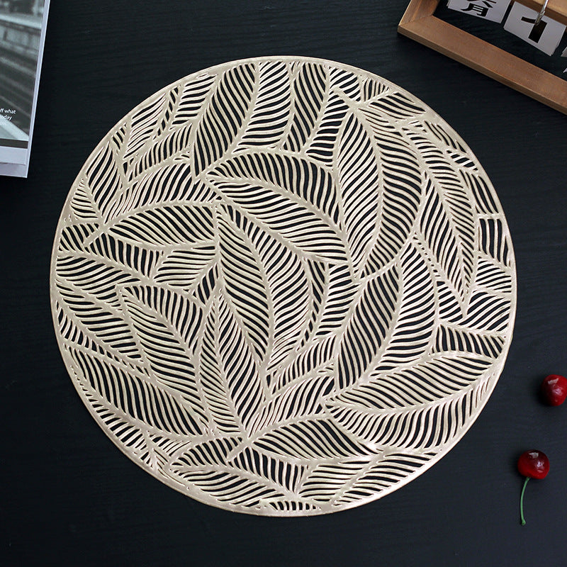 PVC Hollowed-out Leaf Placemats Waterproof Oil-proof Heat-insulating Plate Mats