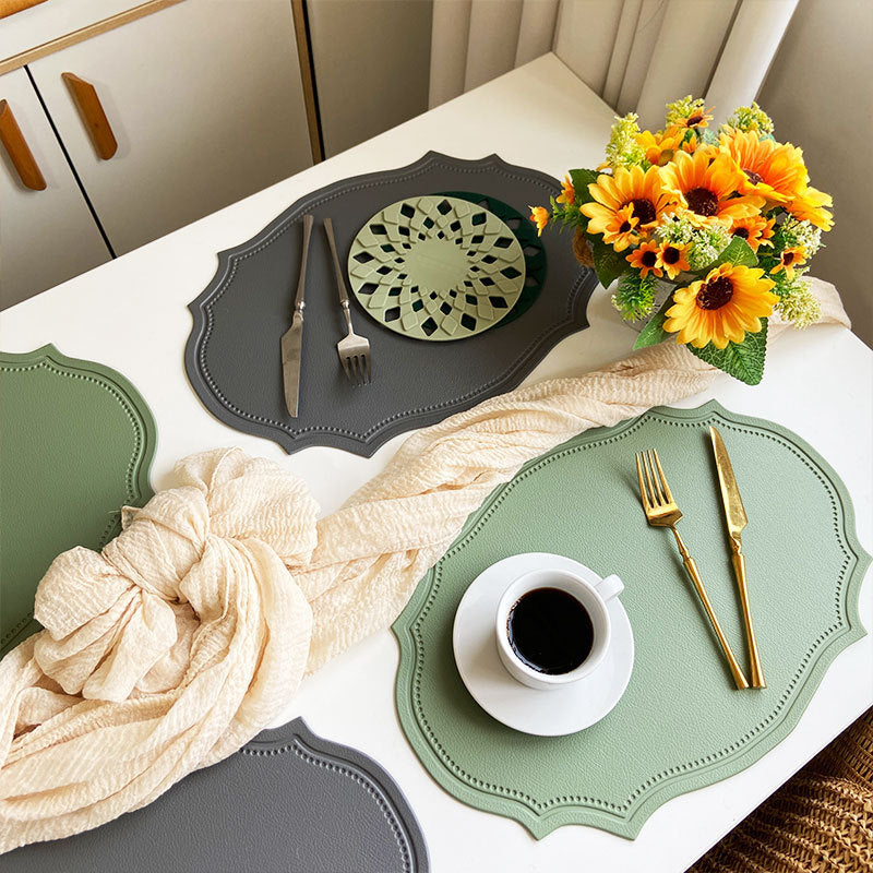 Leather Placemats Retro Style European Creative Mats Nordic waterproof Oil-proof Western Placemats