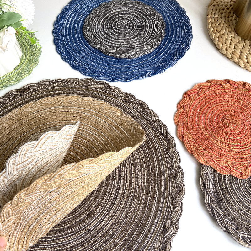 Faux Cotton Yarn Placemats, cable knit, Heat-insulating Mats Coasters