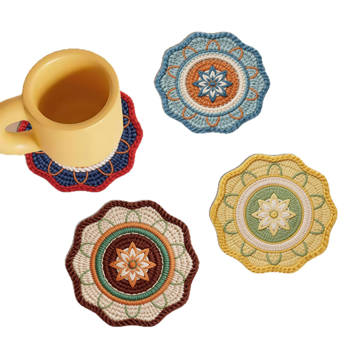 Imitation Woven Mandala Coffee Coaster Placemat Heat Insulated Placemat