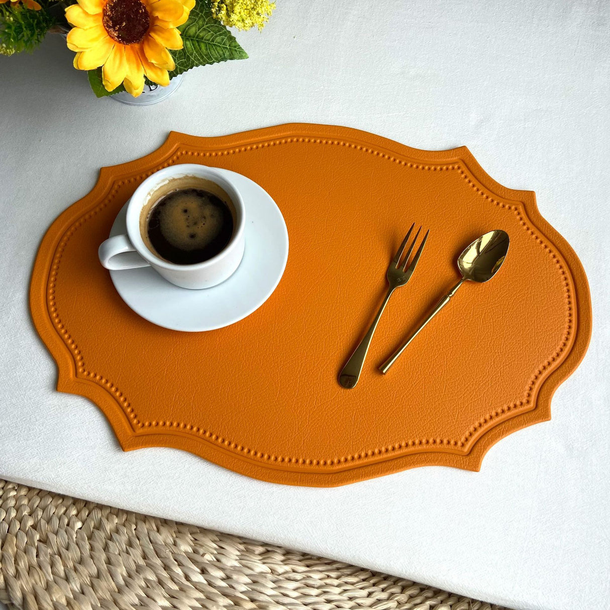 Leather Placemats Retro Style European Creative Mats Nordic waterproof Oil-proof Western Placemats