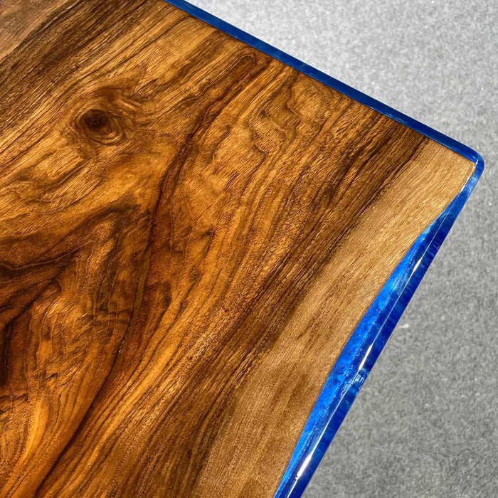 Custom Olive Klein Blue Epoxy River Dining Table ORT-54