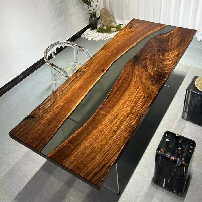 Custom Epoxy Black Walnut Epoxy Resin Conference Table BRT-85