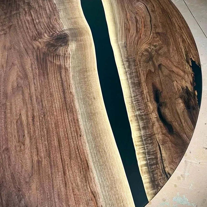 Modern Design Round Black Walnut Epoxy Coffee Table CRT-16