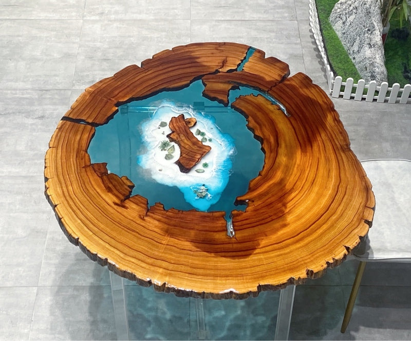 Custom Walnut Handmade Epoxy River Round Coffee Table CRT-11