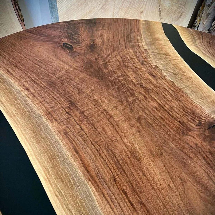 Modern Design Round Black Walnut Epoxy Coffee Table CRT-16