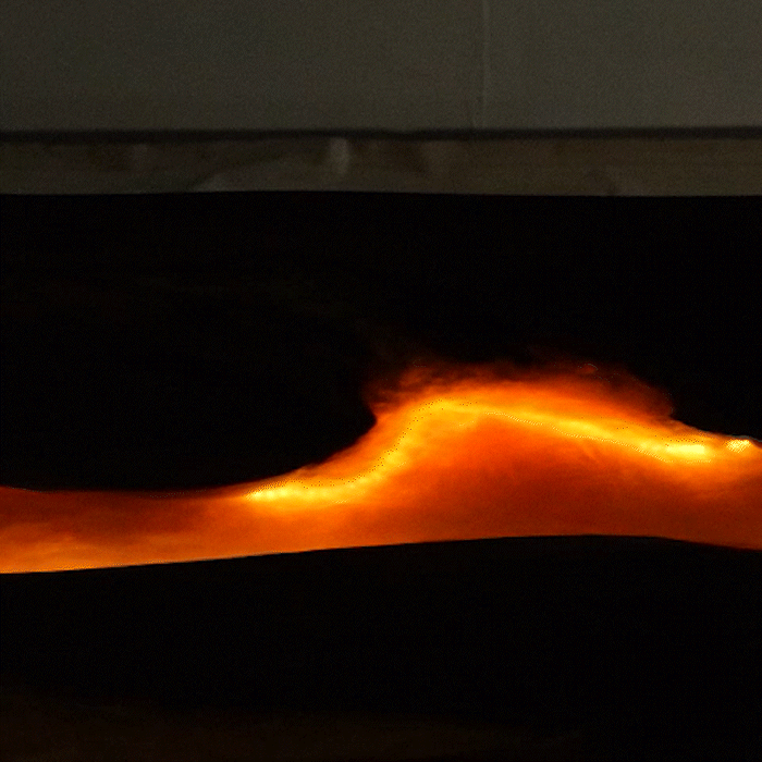 Custom Black Walnut LED Glowing Epoxy Table with LED Lights Golden Amber BRT-40