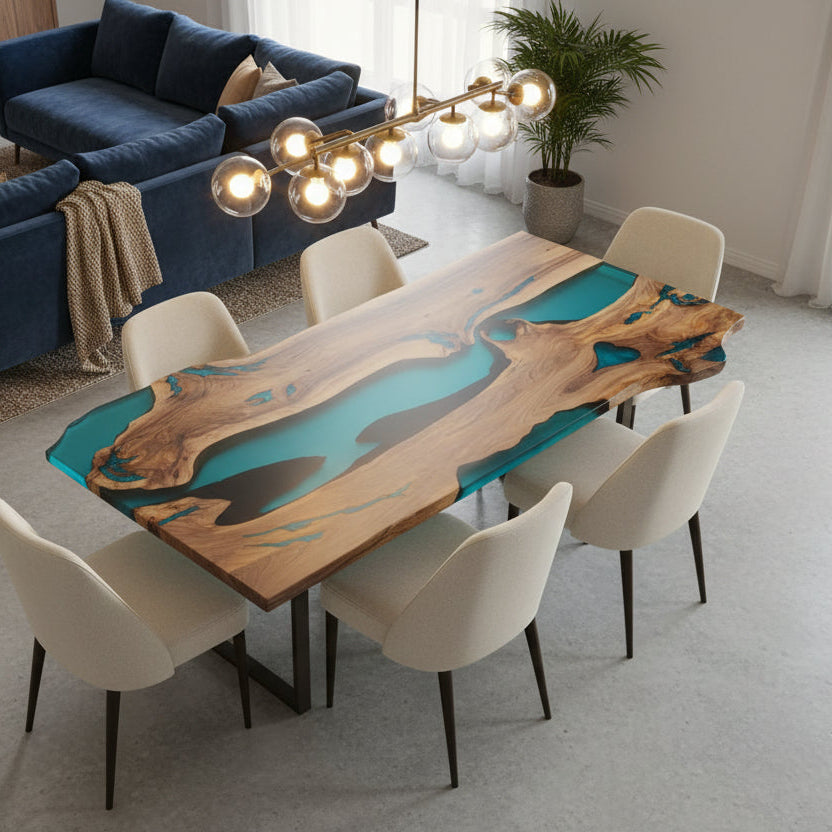 Handmade Live Edge Olive Wood Epoxy Table ORT-51