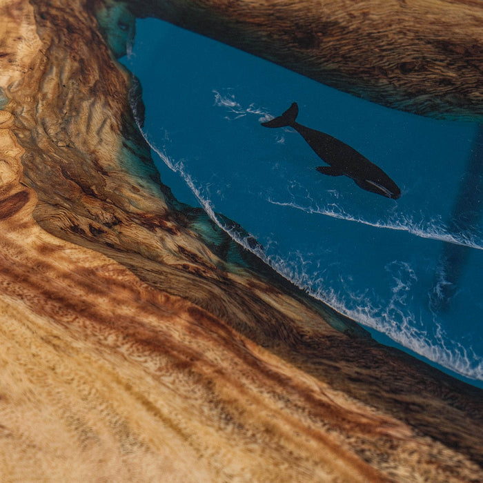 Custom Handmade Walnut Ocean Waves Resin Table WRT-88