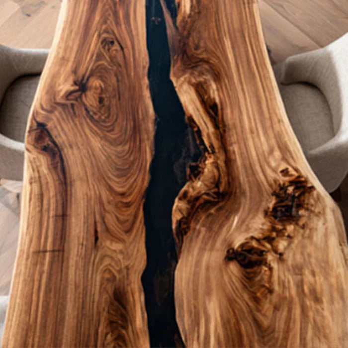 Custom Black Walnut Epoxy Resin River Table Black Resin BRT-104