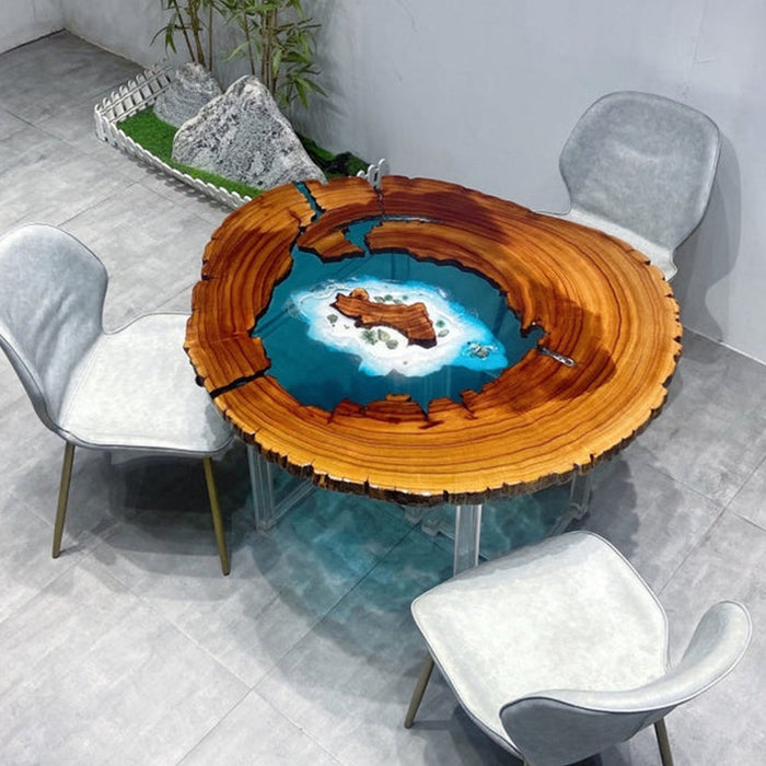 Custom Walnut Handmade Epoxy River Round Coffee Table CRT-11