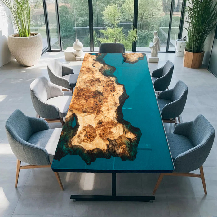 Luxury Live Edge Natural Burl Wood Epoxy Resin Table NRT-05