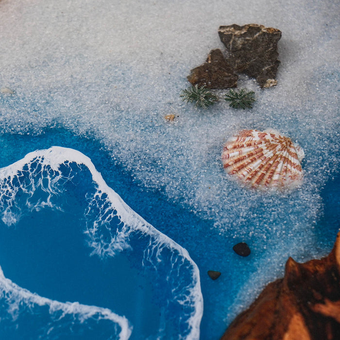 Custom Handmade Walnut Ocean Waves Resin Table WRT-88