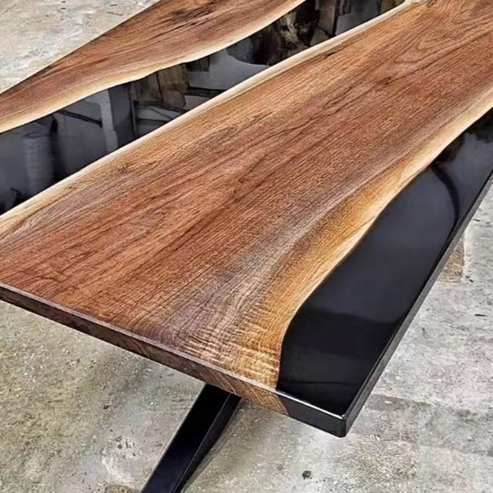 Custom Black Walnut Epoxy Black Resin Conference Table BRT-87