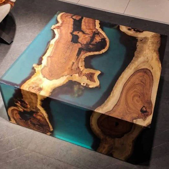 Square Black Walnut Blue Epoxy Kitchen Countertop Dining Table BRT-48