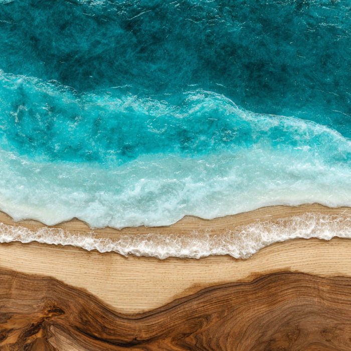 Custom Black Walnut Epoxy Ocean Waves Table for Dining Room BRT-54