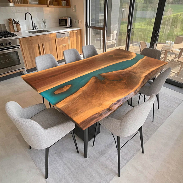 Premium Black Walnut Epoxy Resin Dining Table Live Edge Masterpiece BRT-46
