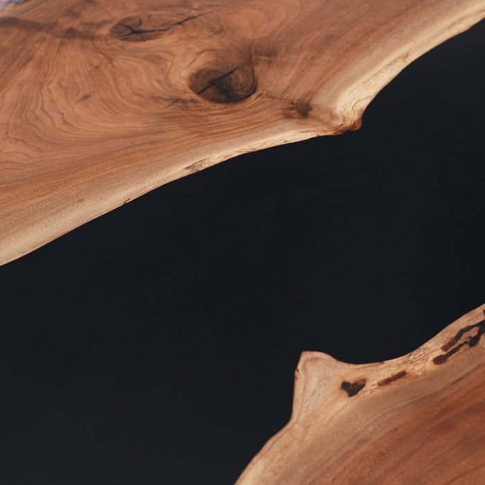Live Edge Black Walnut Epoxy River Table for Dining or Office BRT-49